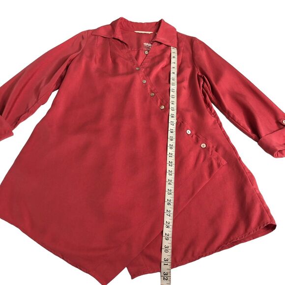 Soft Surroundings Top Womens XS Pink Asymmetrical Washed Tunic Lagenlook Blouse - Picture 12 of 16